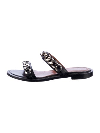 Givenchy Leather Chain-Link Accents Slides
