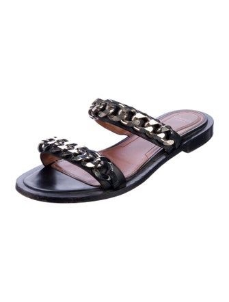 Givenchy Leather Chain-Link Accents Slides