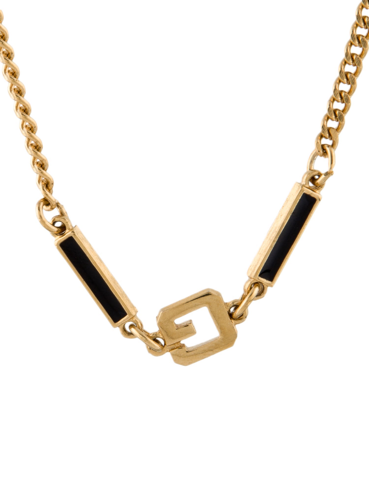 Givenchy Vintage Enamel G Station Necklace