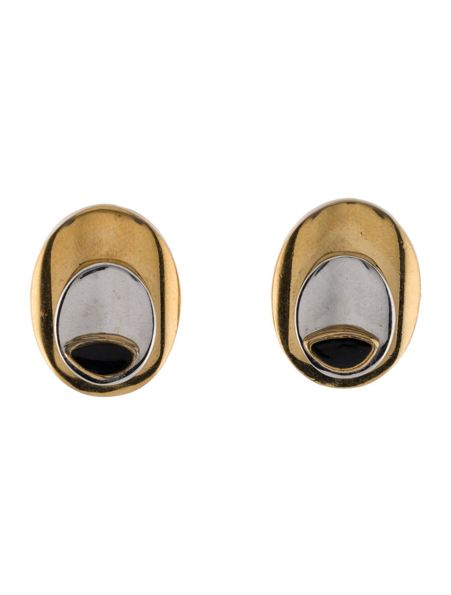 Givenchy Vintage Enamel Two-Tone Clip-On Earrings