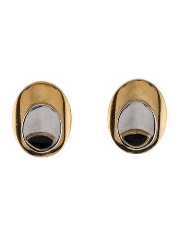 Givenchy Clip-On Vintage Enamel Two-Tone Earrings