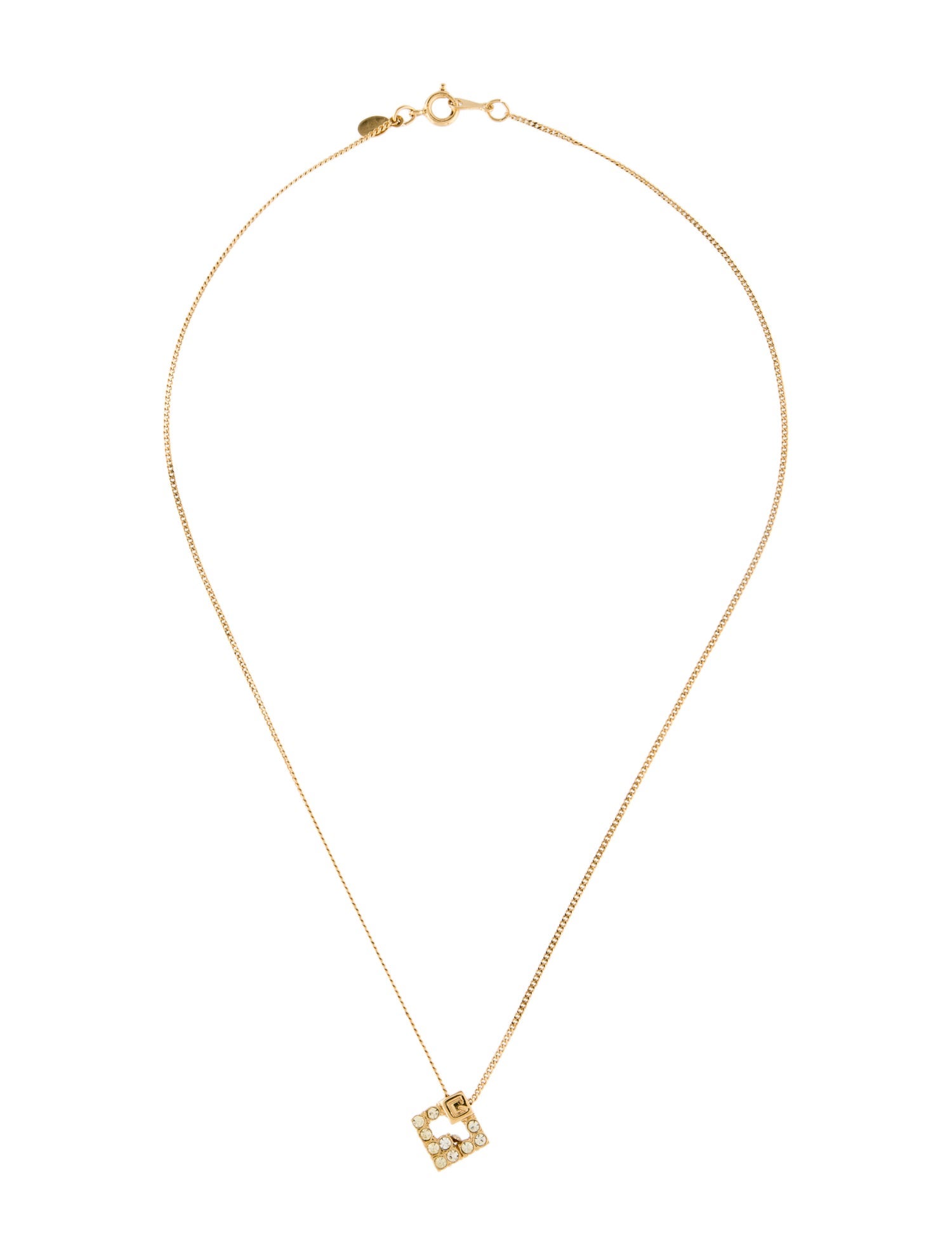 Givenchy Vintage Crystal G Pendant Necklace