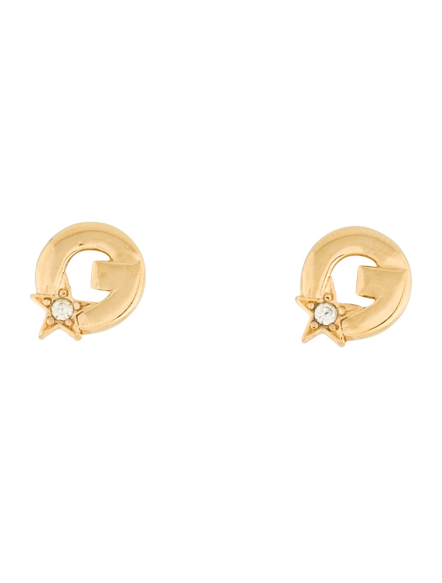 Givenchy Vintage Crystal G Clip-On Earrings