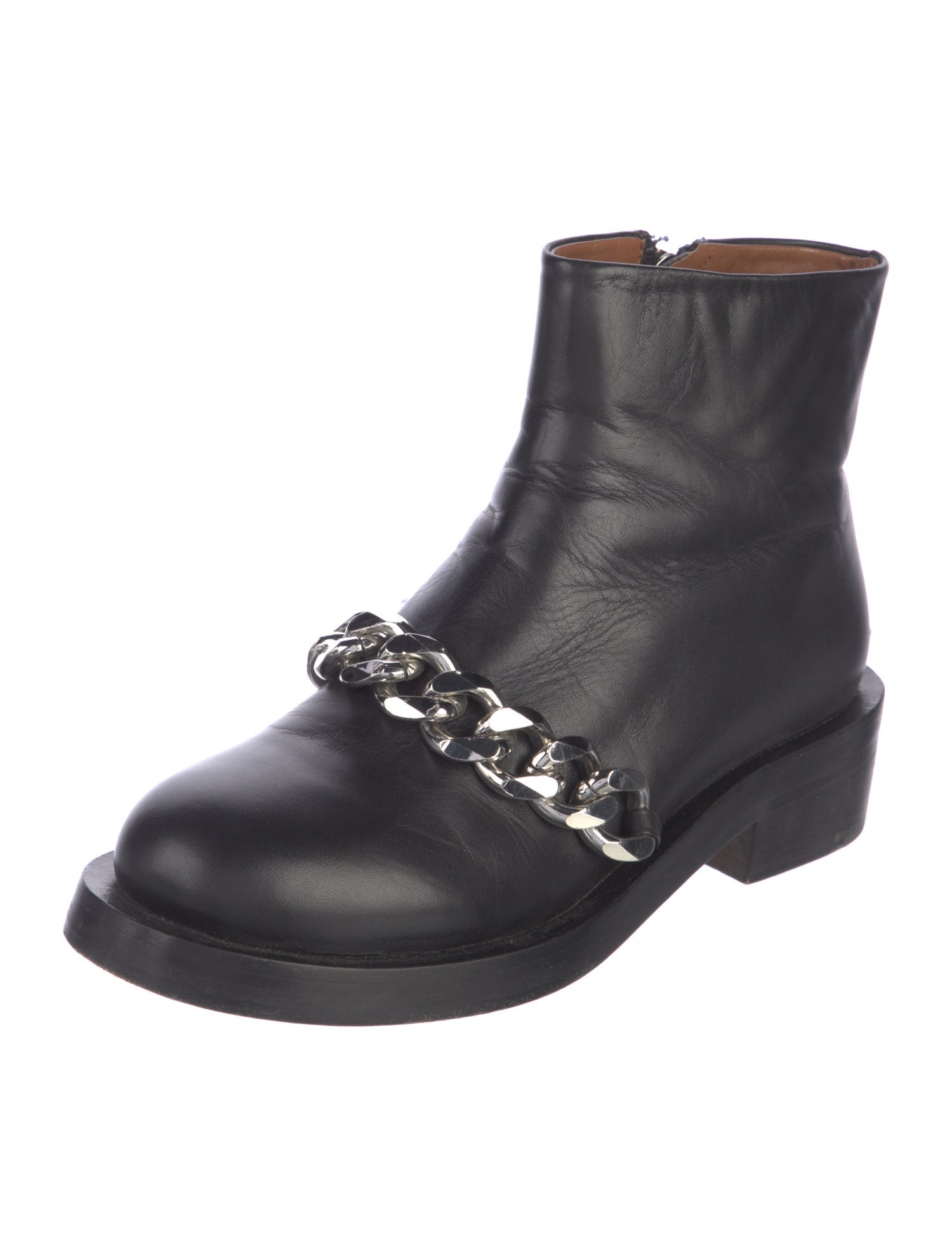 Givenchy Leather Chain-Link Accents Combat Boots