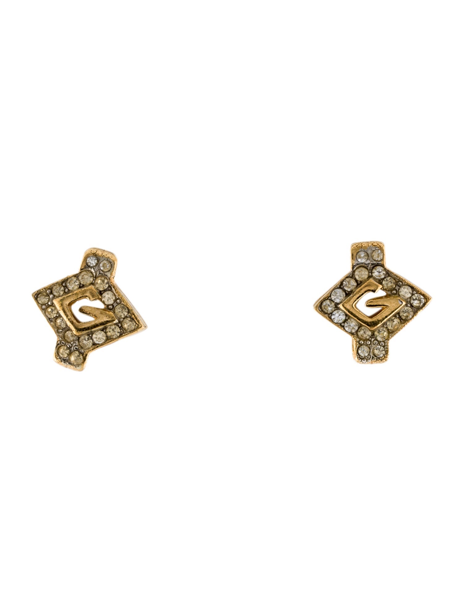 Givenchy Vintage Crystal G Clip-On Earrings