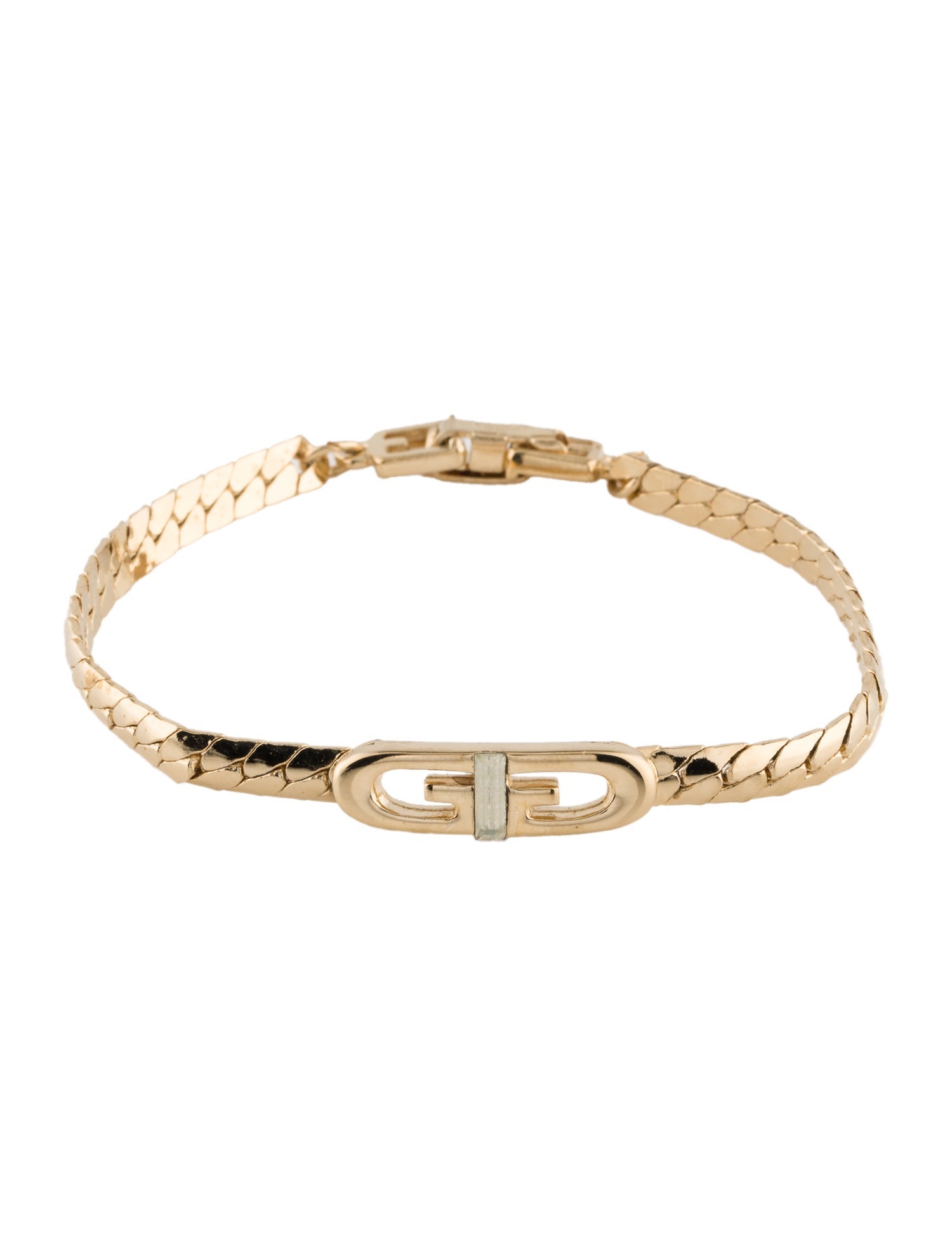Givenchy Vintage 2G Crystal Link Bracelet