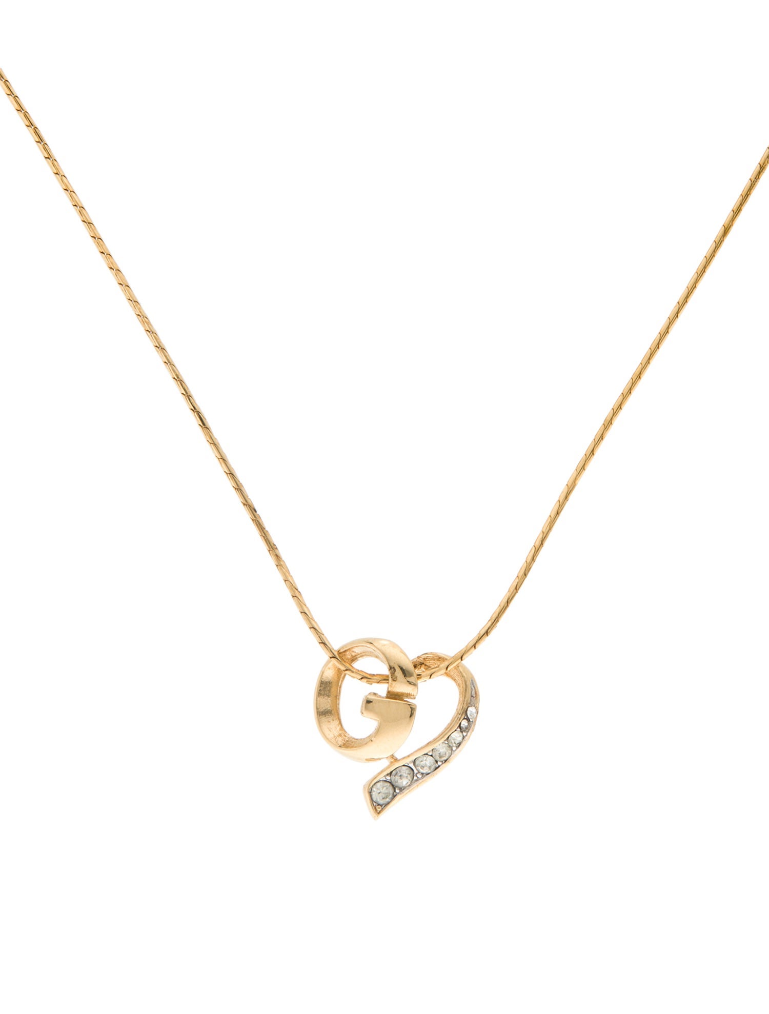 Givenchy Vintage Crystal Heart Pendant Necklace