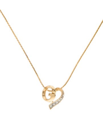 Givenchy Pendant Necklace Vintage Crystal Heart