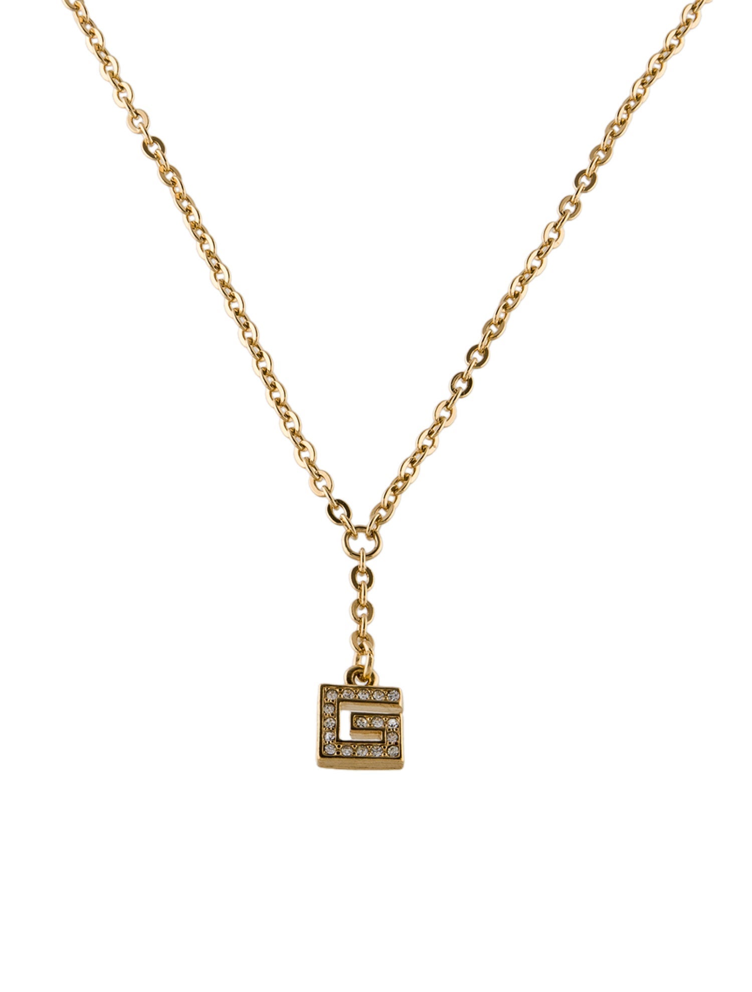 Givenchy Vintage Crystal G Lavalier Necklace