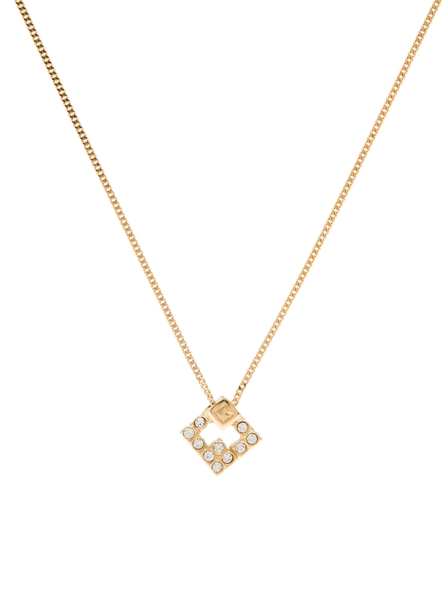 Givenchy Vintage Crystal G Pendant Necklace