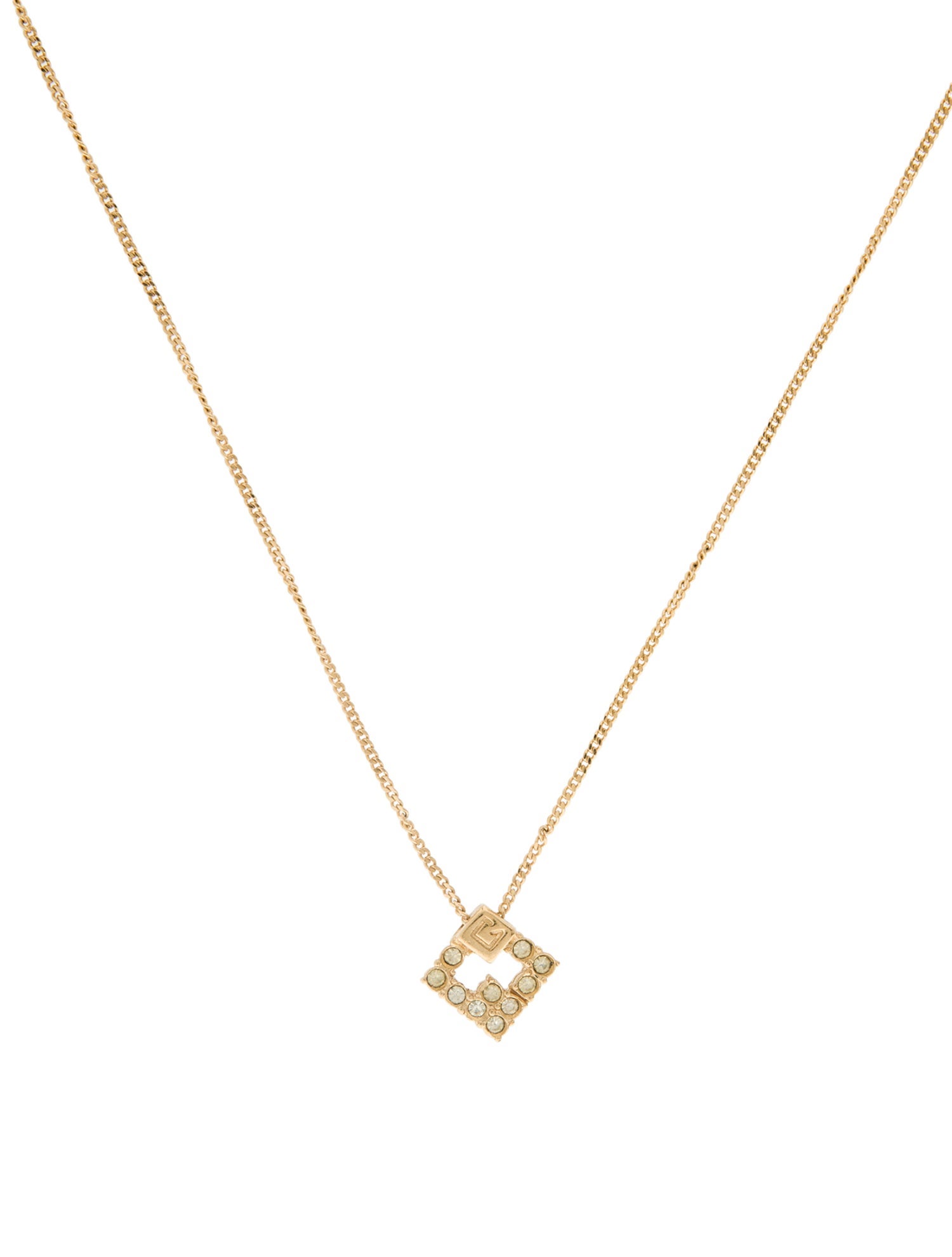 Givenchy Vintage Crystal G Pendant Necklace