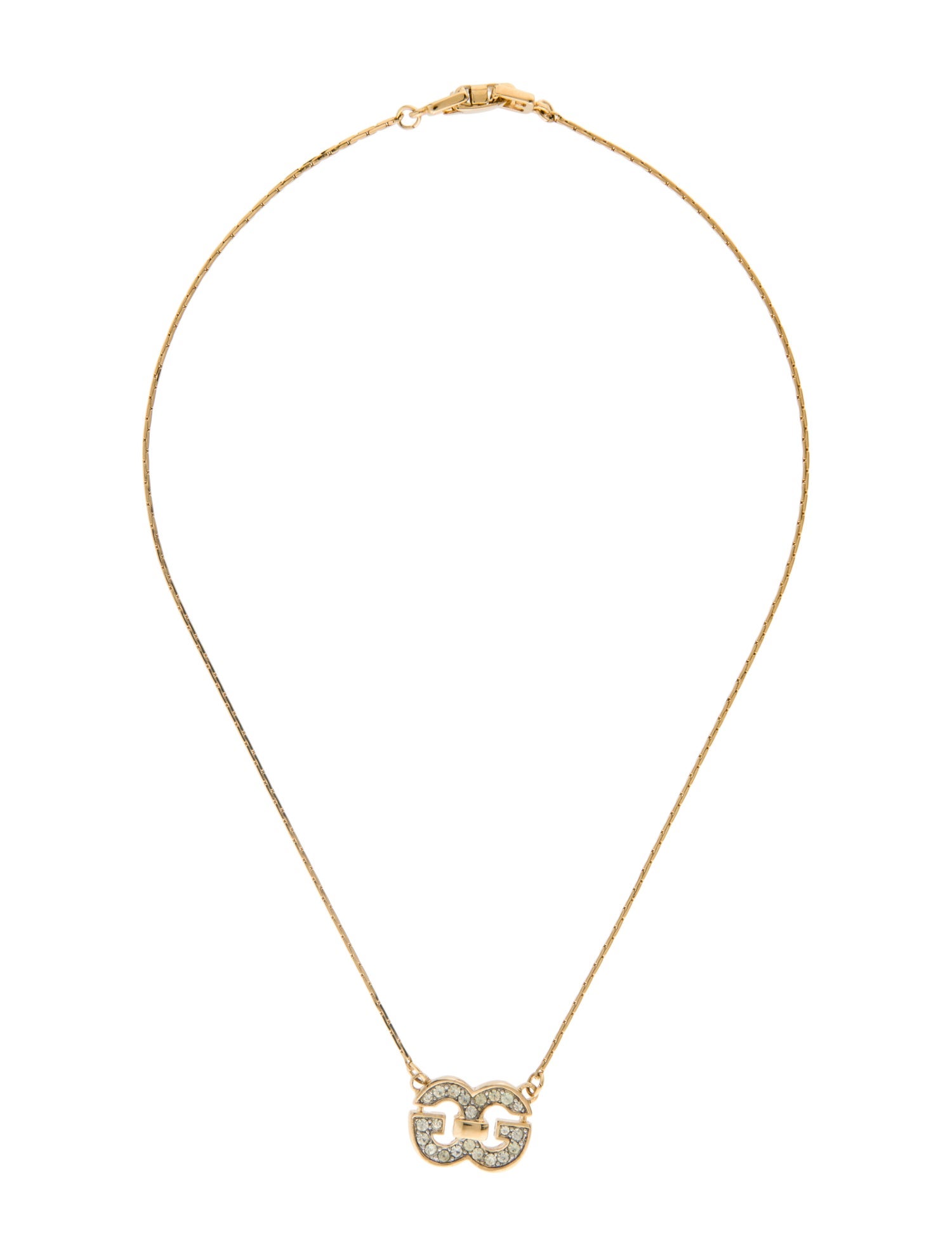 Givenchy Vintage Crystal Double G Pendant Necklace