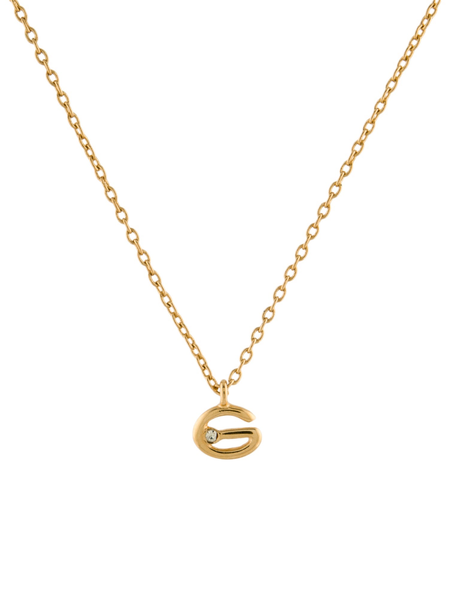 Givenchy Vintage Crystal G Pendant Necklace