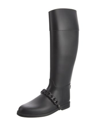 Givenchy Rubber Chain-Link Accents Rain Boots