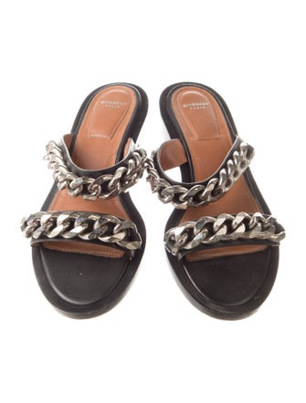 Givenchy Leather Chain-Link Accents Slides