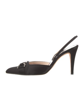 Givenchy Satin Crystal Embellishments Slingback Pumps
