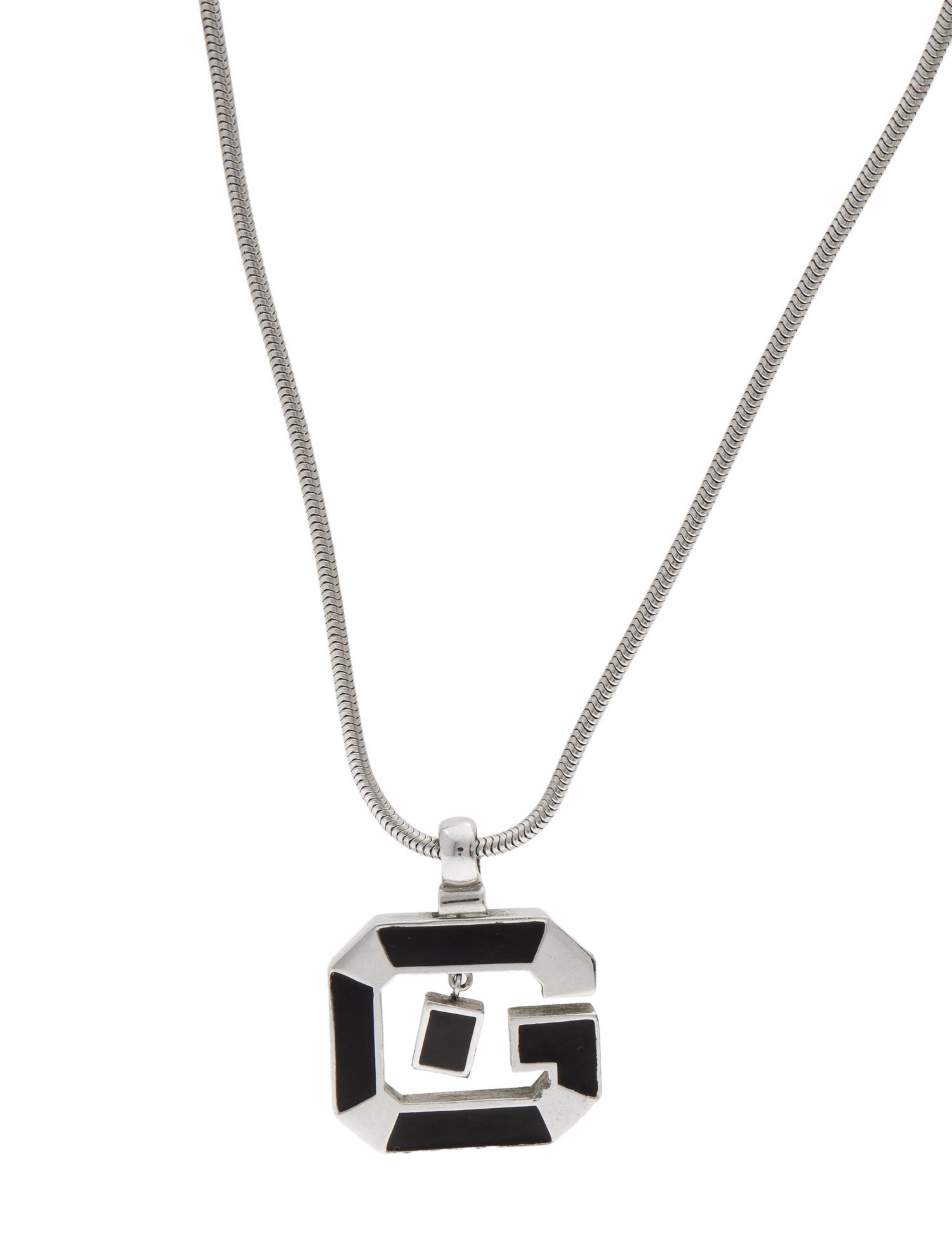 Givenchy Vintage Enamel G Pendant Necklace