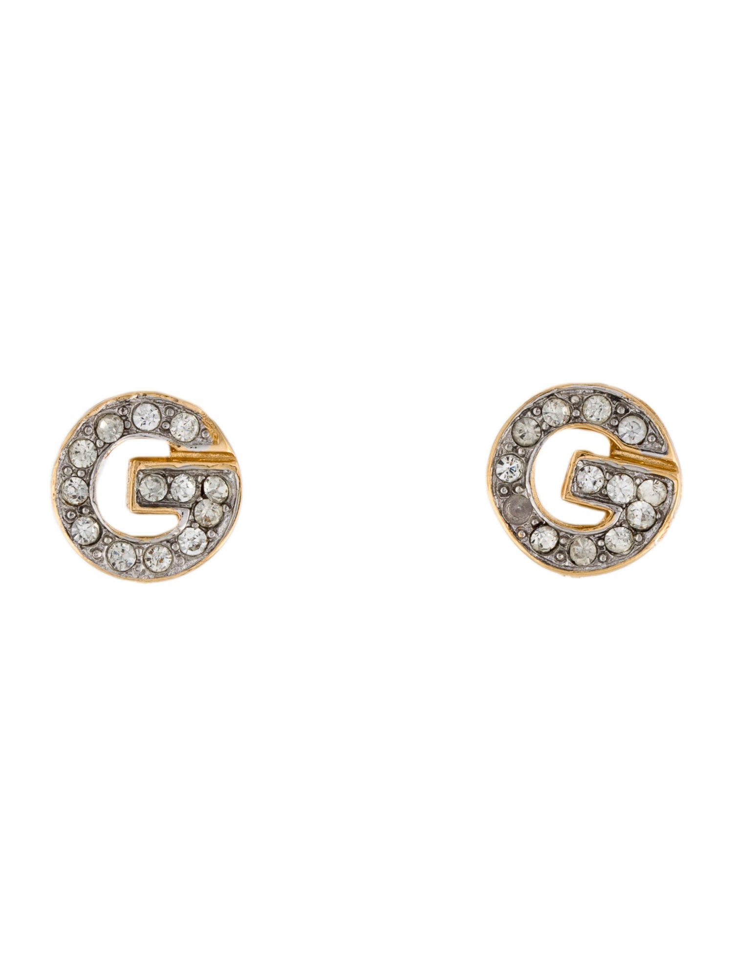 Givenchy Vintage Crystal G Clip-On Earrings
