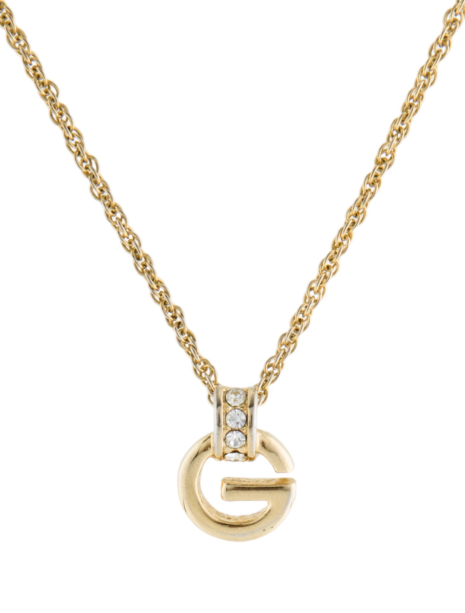 Givenchy Vintage Crystal 'G' Pendant Necklace