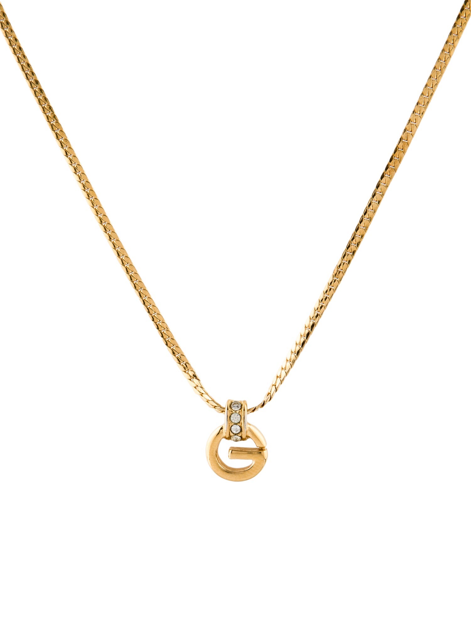 Givenchy Vintage Crystal 'G' Pendant Necklace