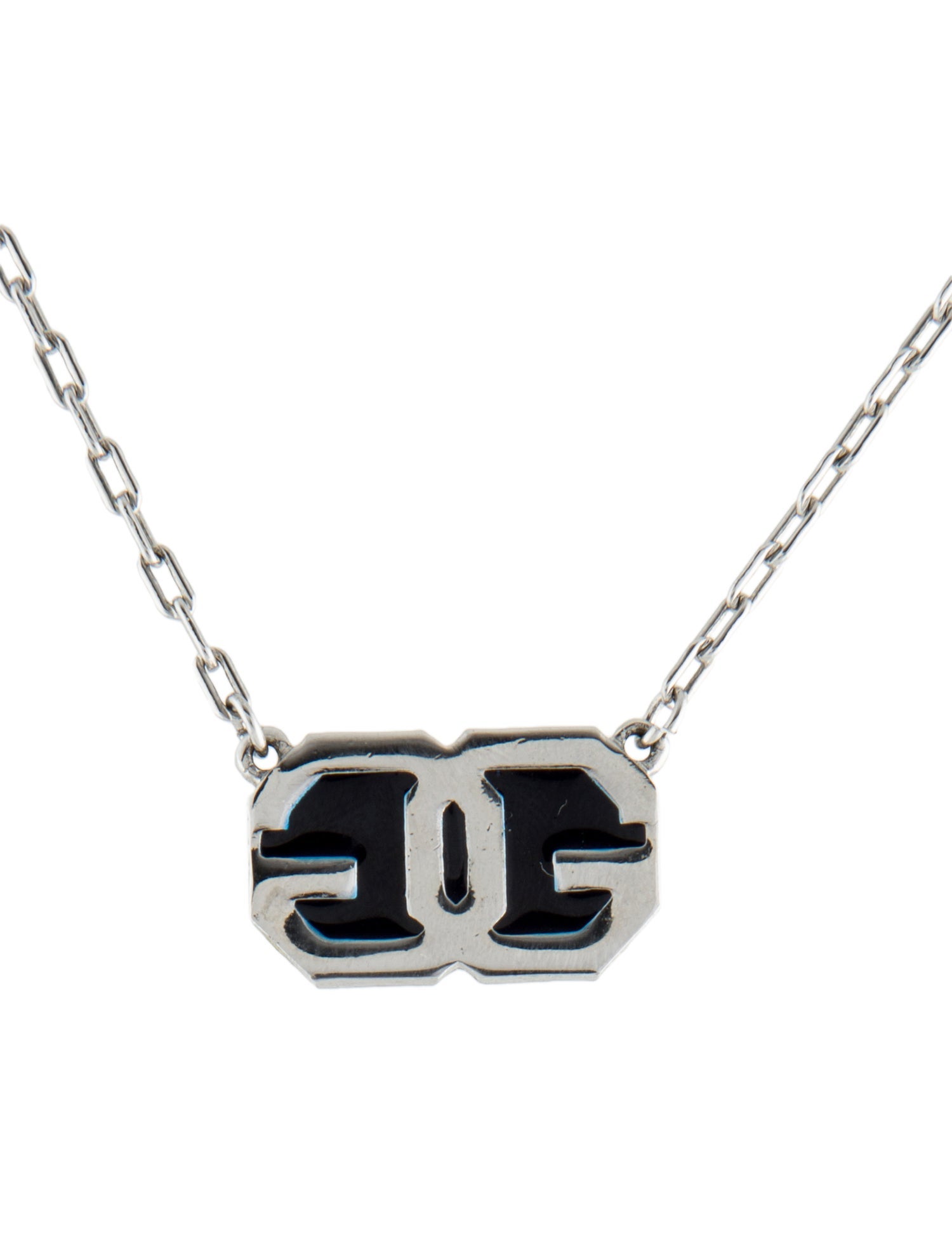 Givenchy Vintage Enamel Double G Pendant Necklace