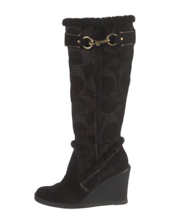 Coach 1941 Suede Printed Lace-Up Boots