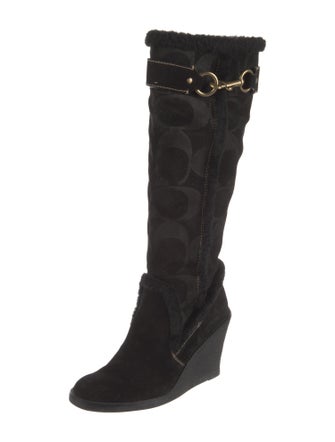 Coach 1941 Suede Printed Lace-Up Boots