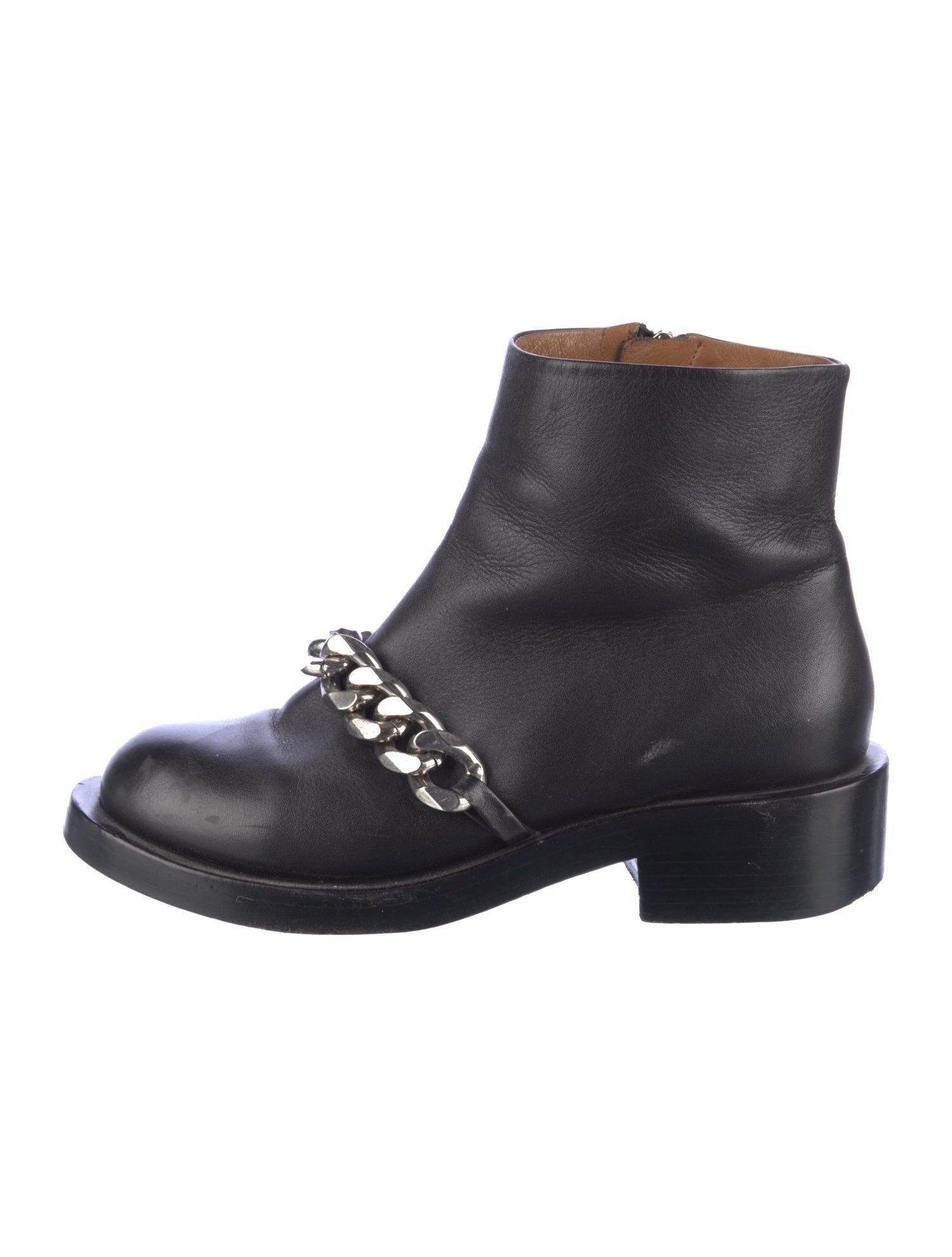 Givenchy Leather Chain-Link Accents Combat Boots