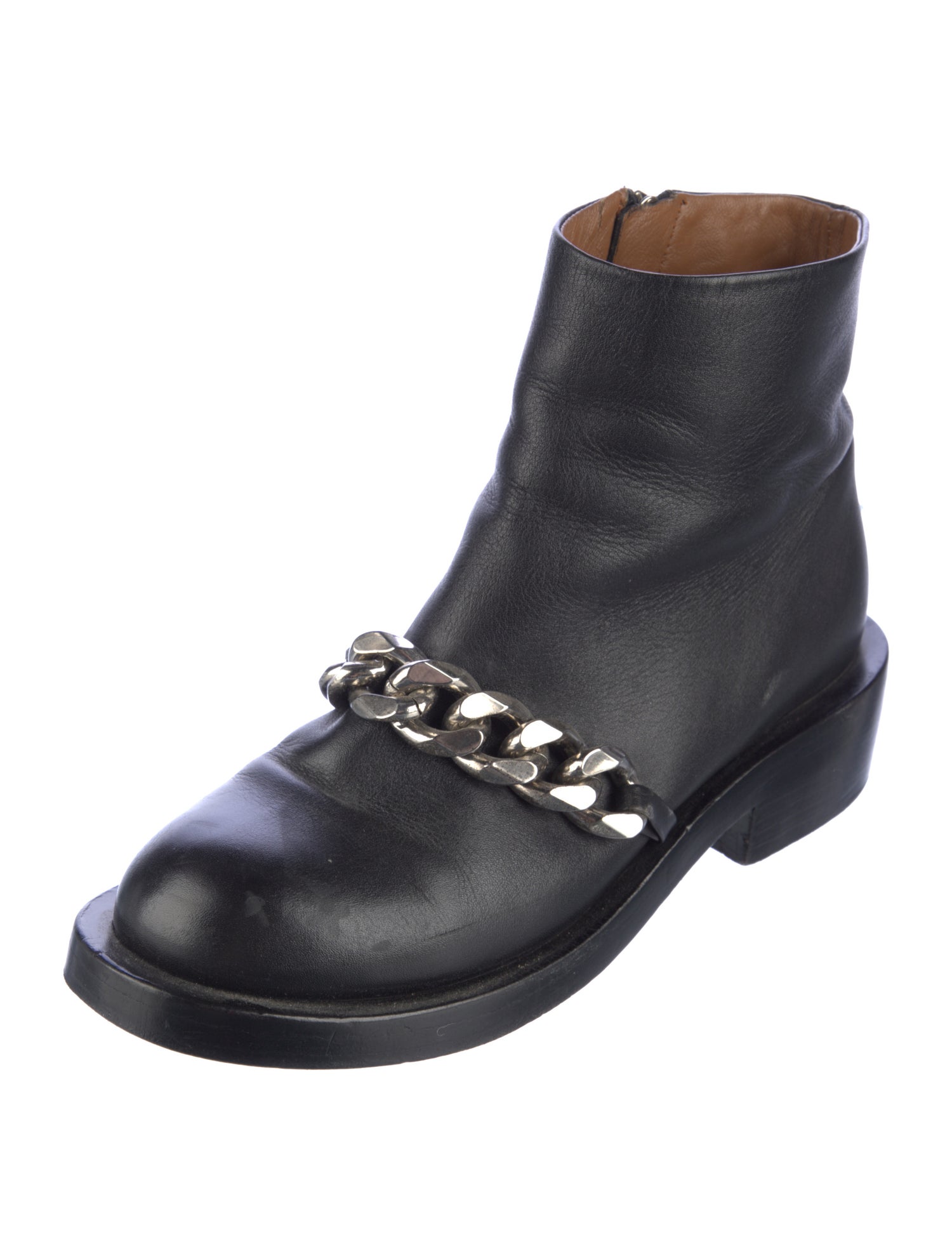 Givenchy Leather Chain-Link Accents Combat Boots