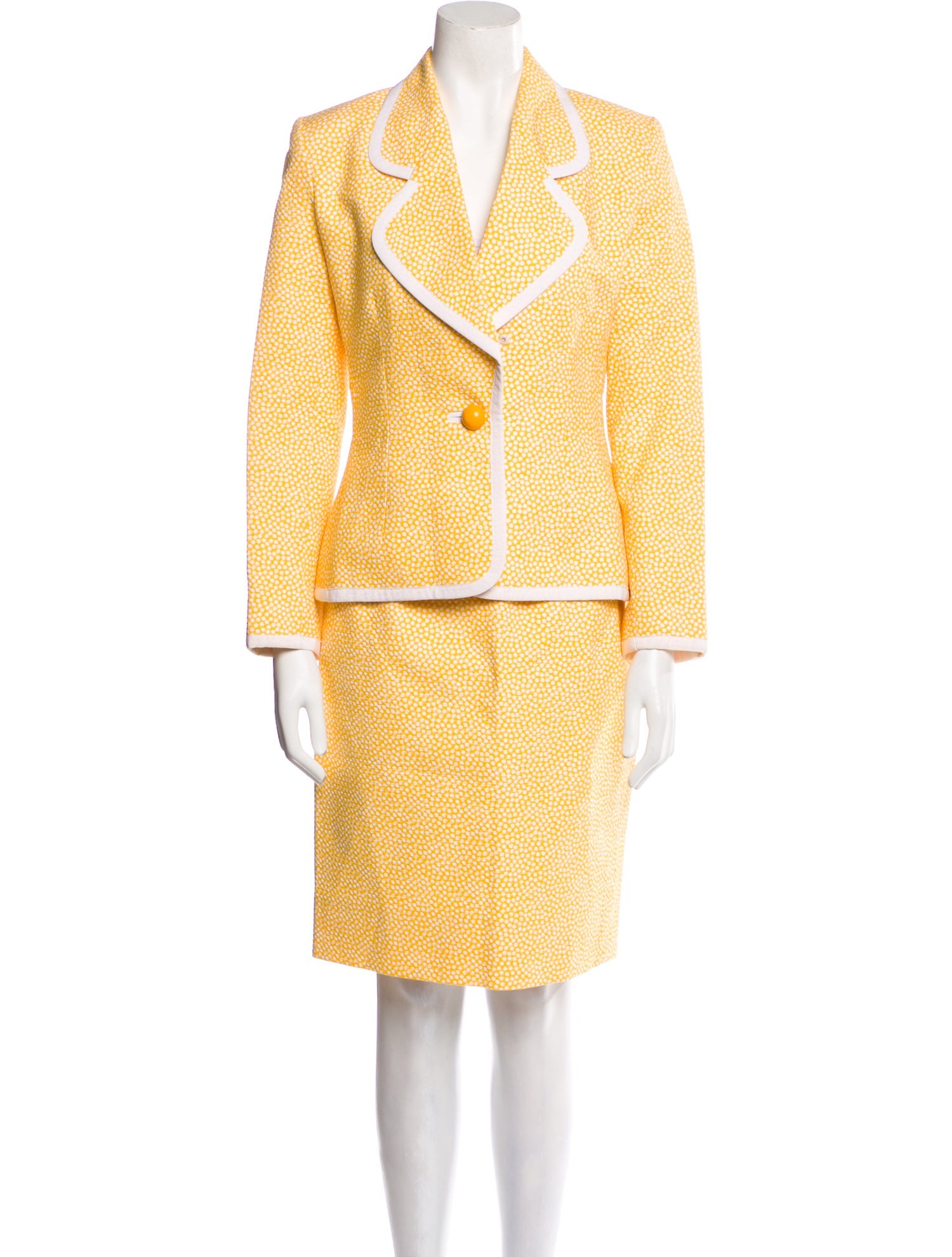 Givenchy Polka Dot Print Grosgrain Trim Skirt Suit