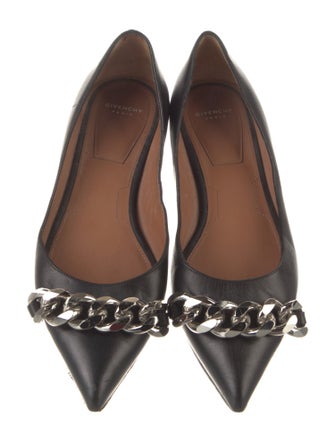 Givenchy Leather Chain-Link Accents Ballet Flats
