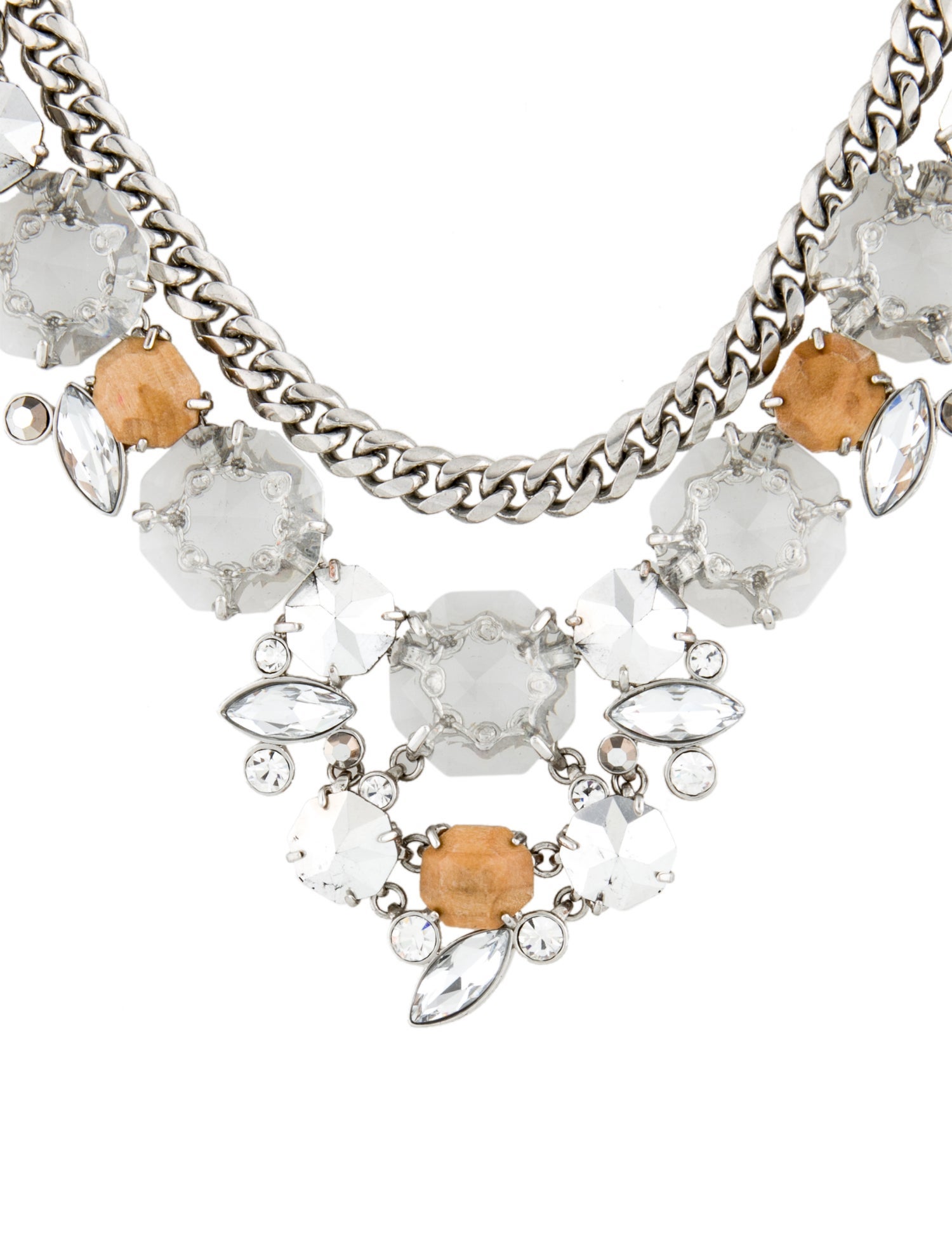 Givenchy Faceted Crystal & Wood Multistrand Necklace
