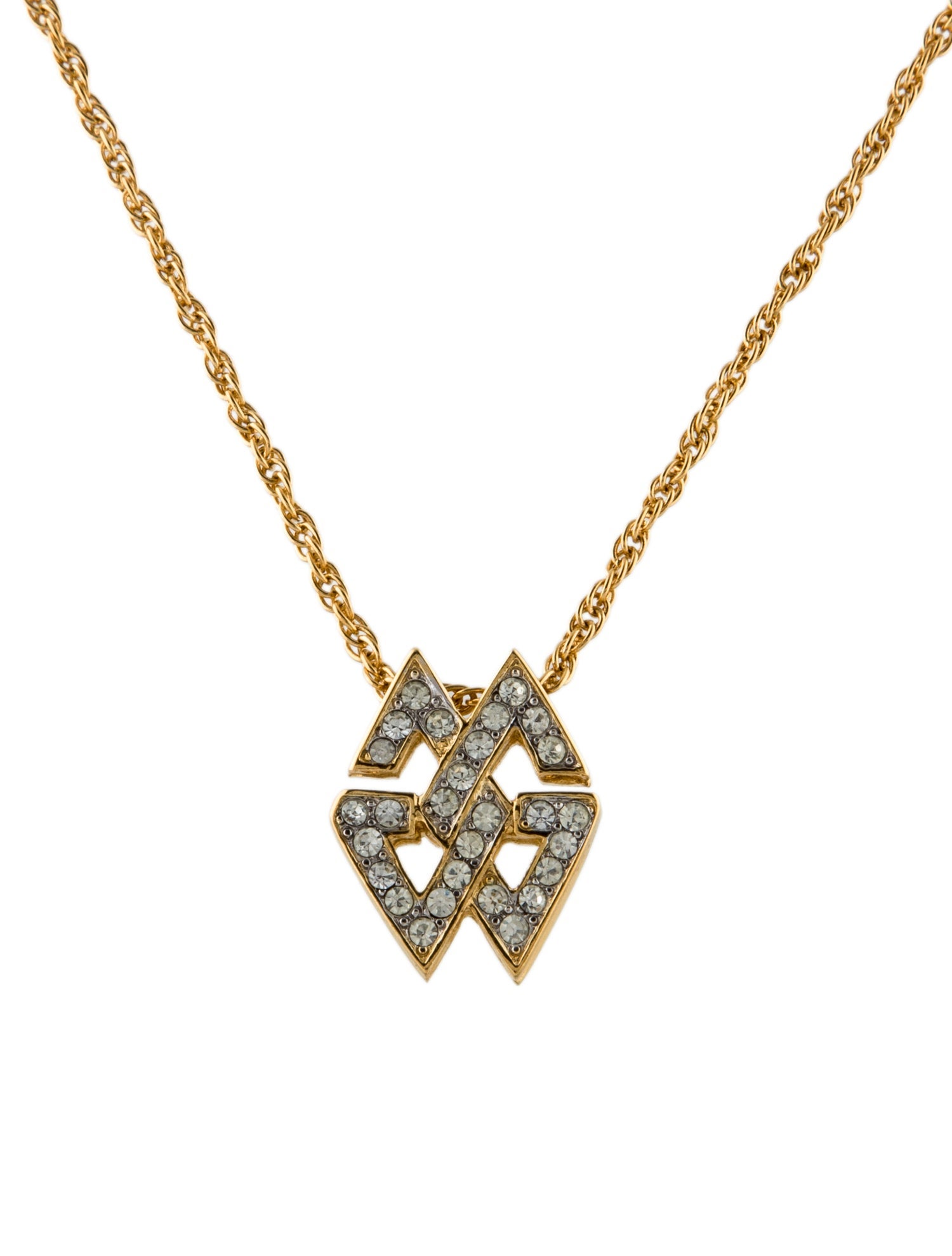 Givenchy Vintage Crystal GG Pendant Necklace