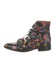 Givenchy Leather Floral Print Combat Boots