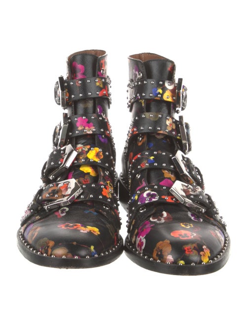Givenchy Leather Floral Print Combat Boots