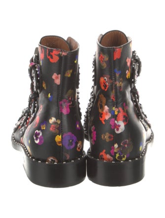 Givenchy Leather Floral Print Combat Boots