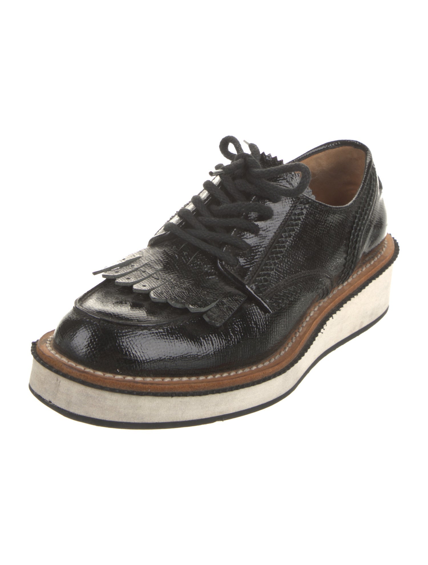 Givenchy Patent Leather Fringe Trim Accent Oxfords