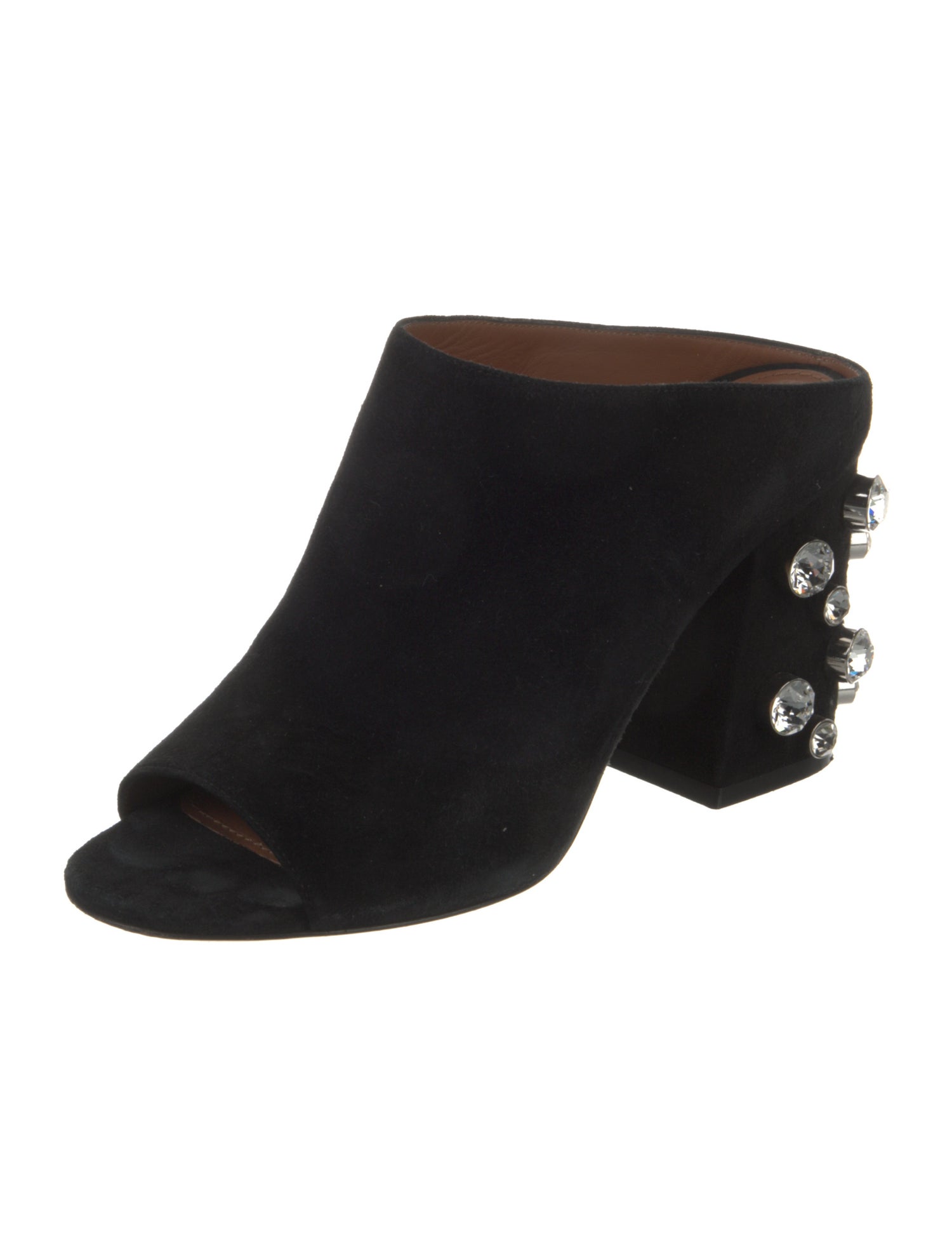 Givenchy Suede Crystal Embellishments Slides