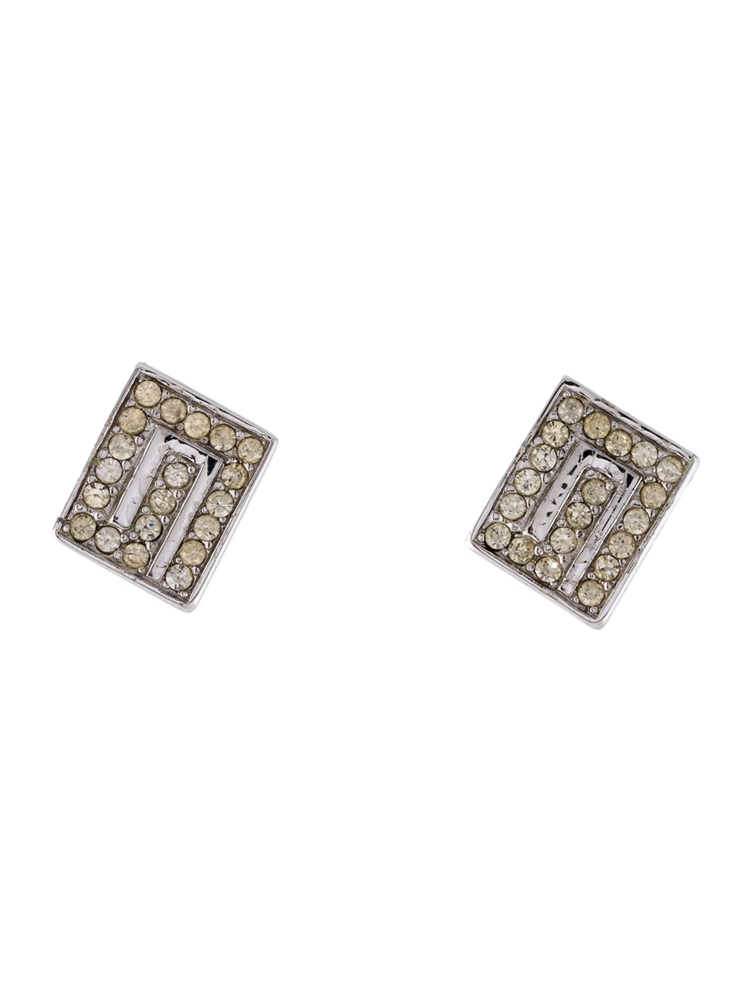 Givenchy Vintage Crystal G Clip-On Earrings