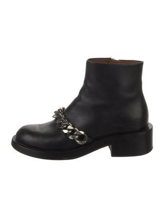 Givenchy Leather Chain-Link Accents Combat Boots