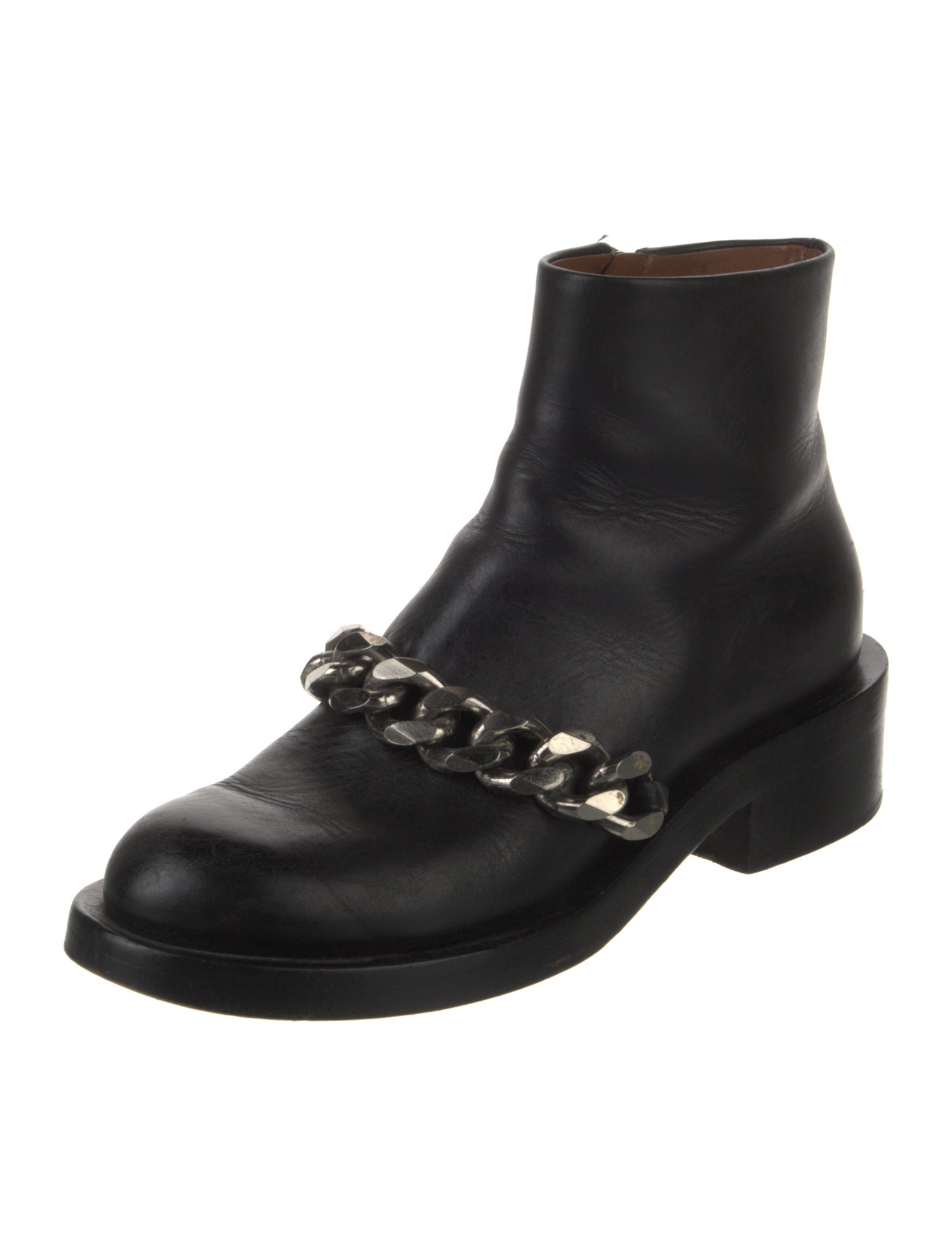 Givenchy Leather Chain-Link Accents Combat Boots