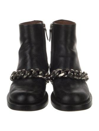 Givenchy Leather Chain-Link Accents Combat Boots