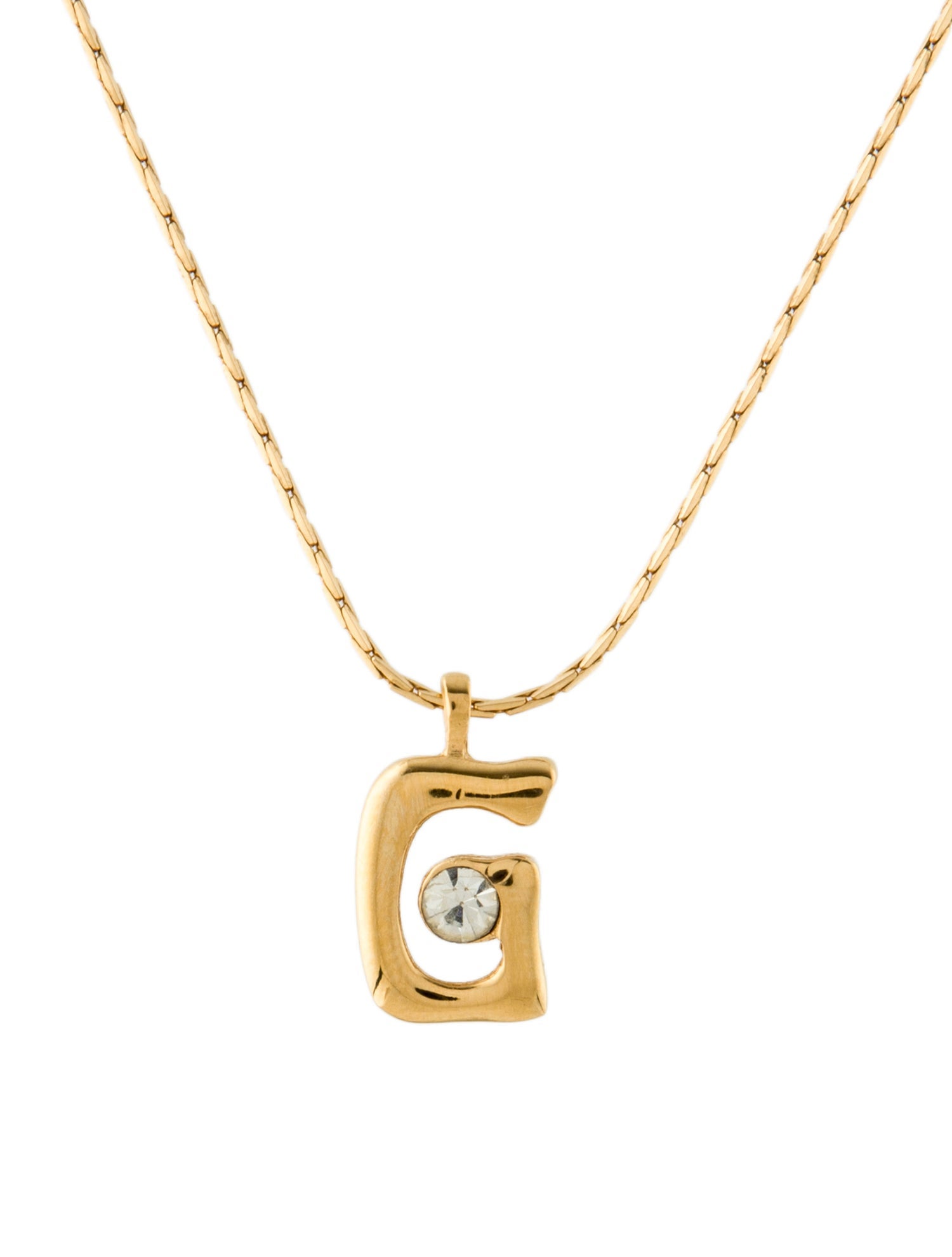 Givenchy Vintage Crystal G Pedant Necklace