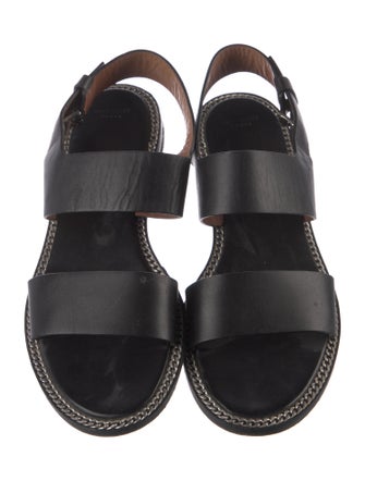 Givenchy Leather Chain-Link Accents Slingback Sandals