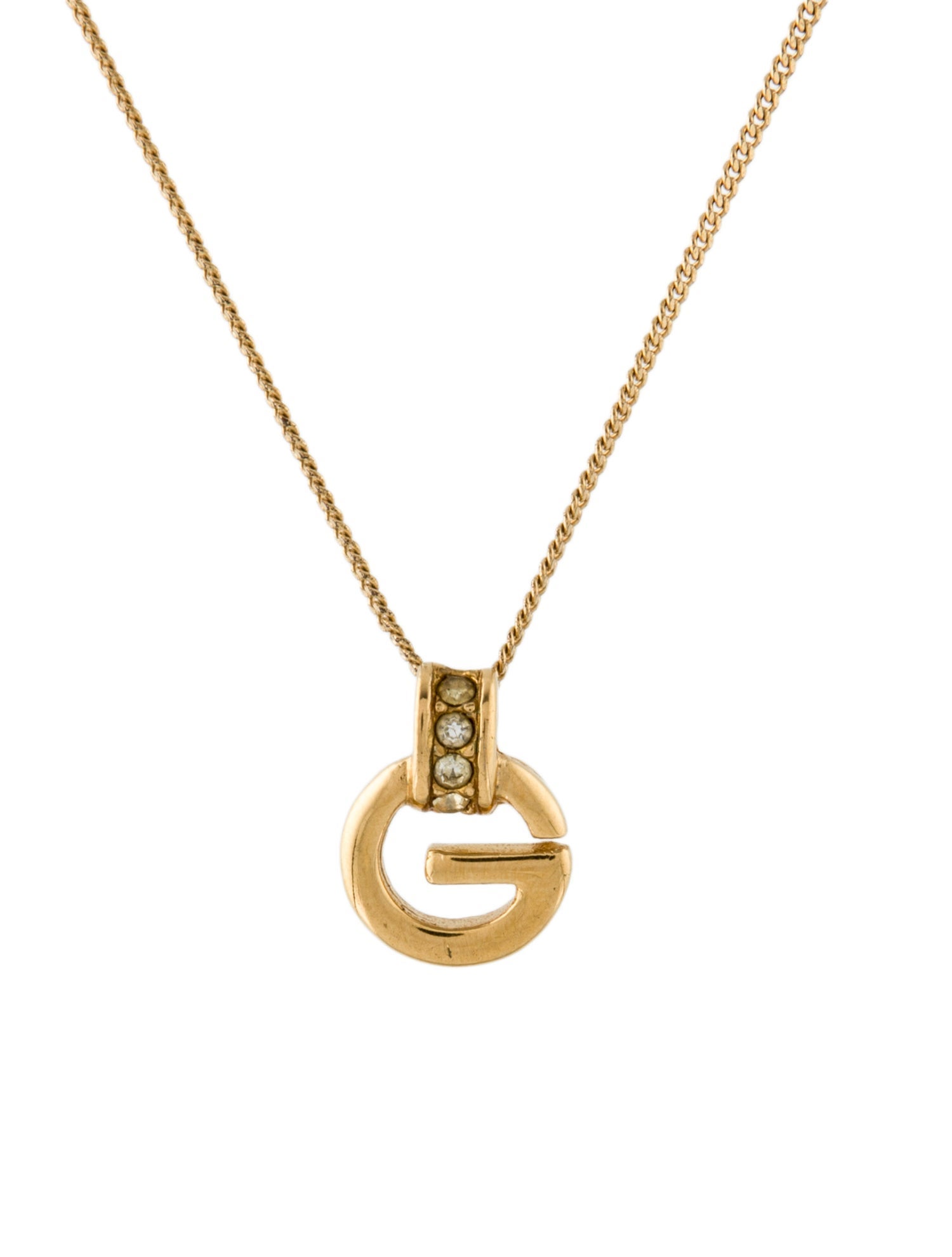 Givenchy Vintage Crystal 'G' Pendant Necklace