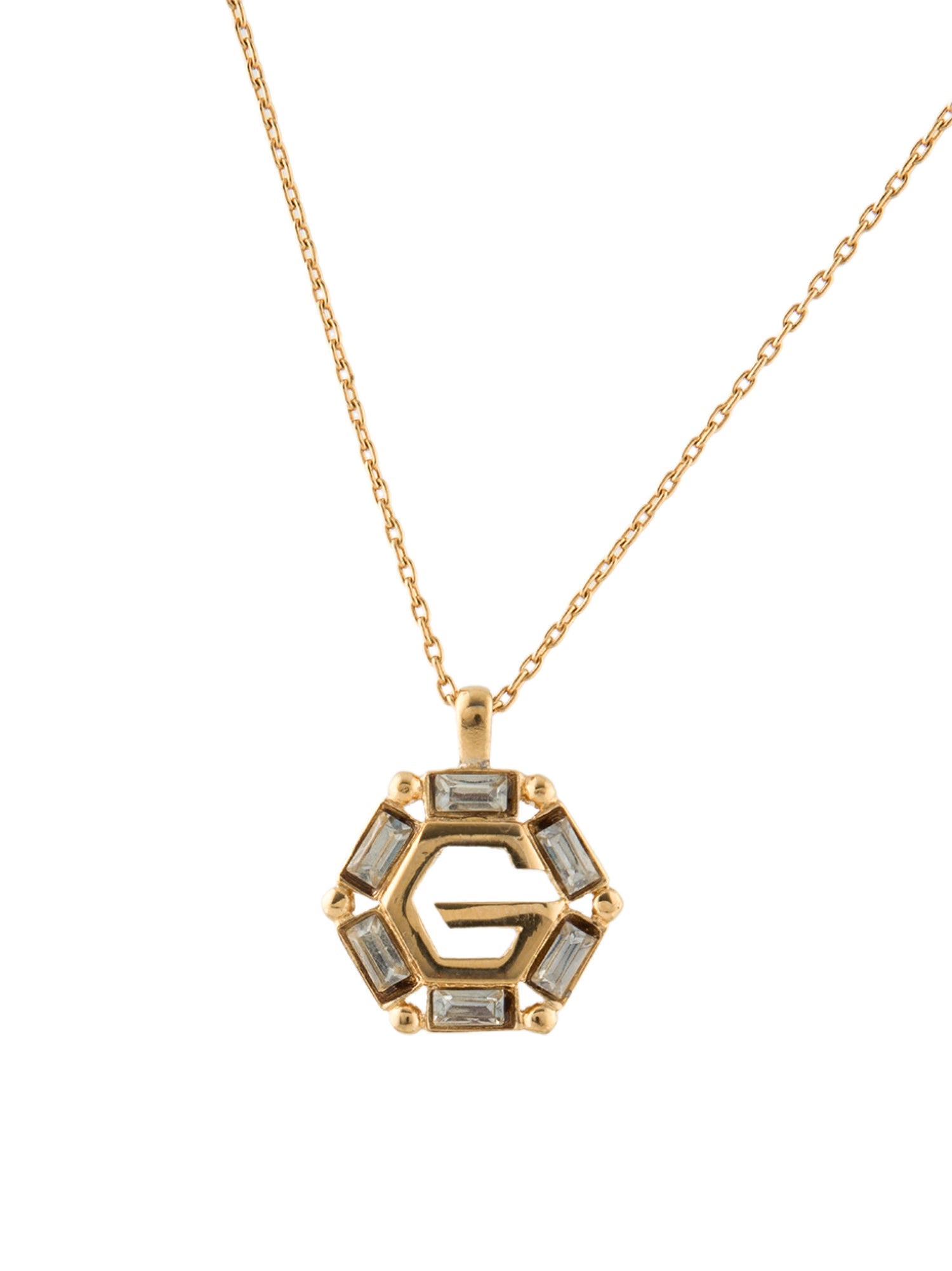 Givenchy Vintage Crystal G Pendant Necklace