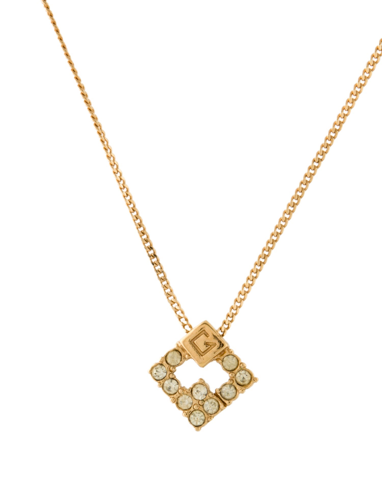 Givenchy Vintage Crystal G Pendant Necklace