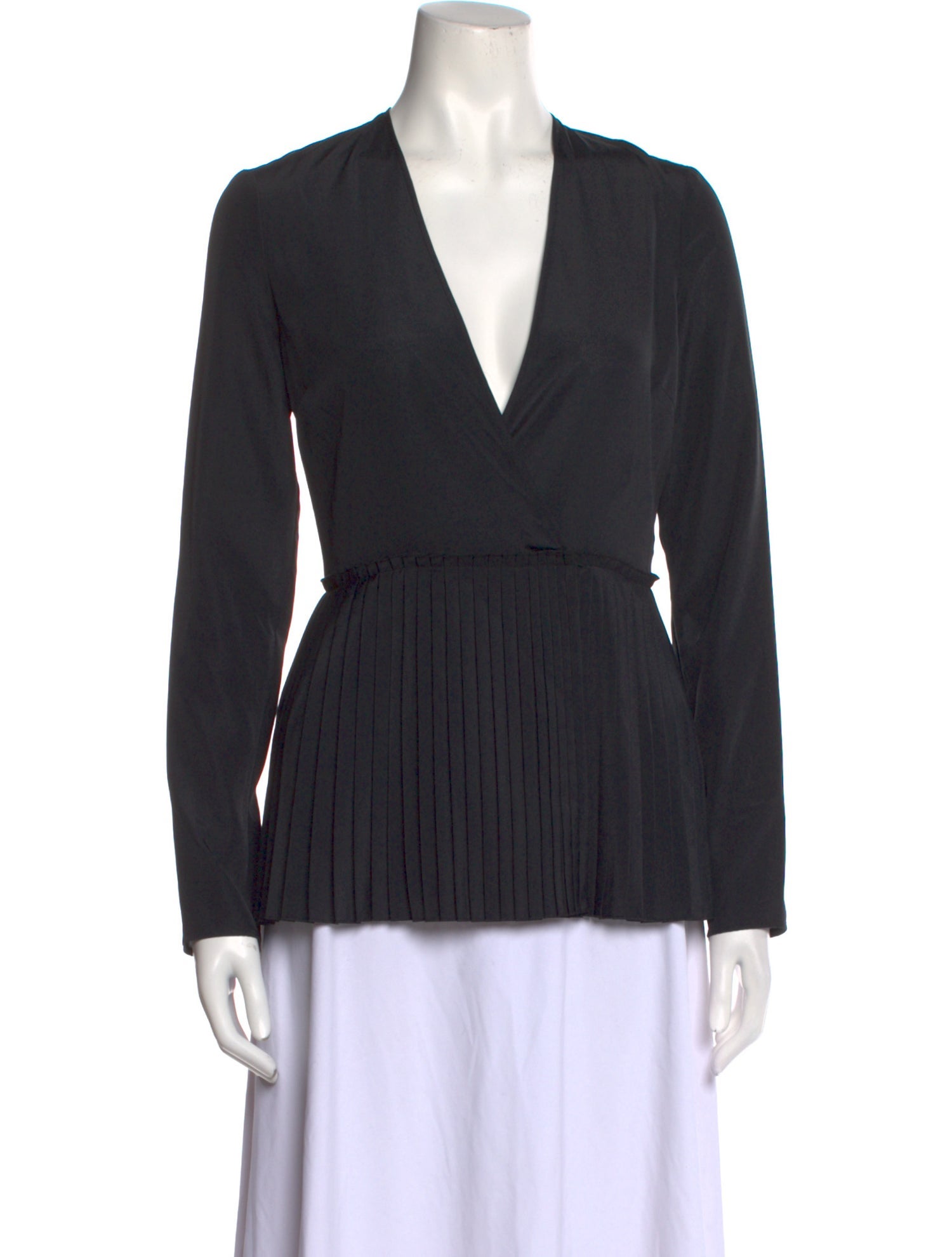 Givenchy Plunge Neckline Long Sleeve Blouse