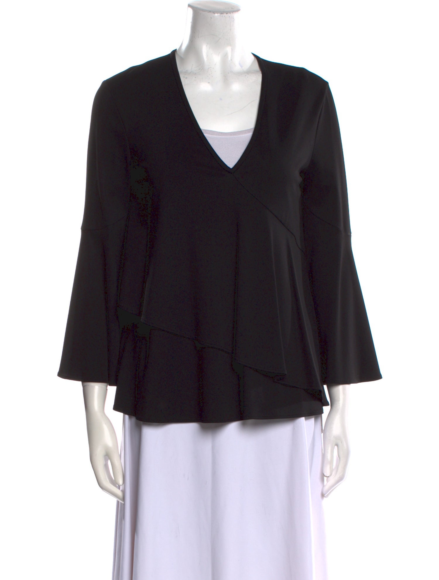 Givenchy Plunge Neckline Three-Quarter Sleeve Blouse