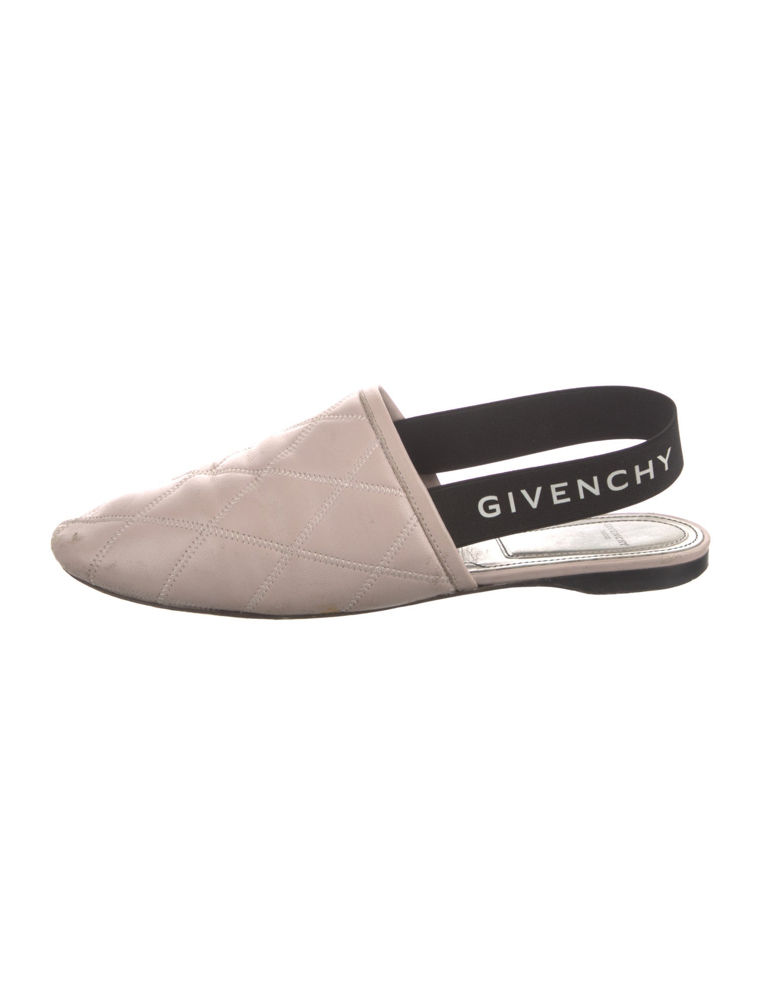 Givenchy Quilted Pattern Leather Slingback Flats
